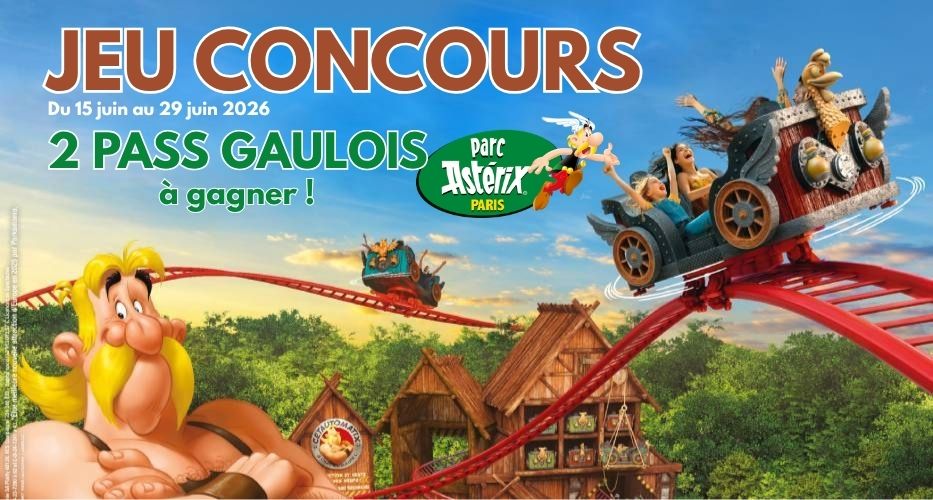 jeu concours apace loisirs parc asterix juin 2026 2 pass annuels à gagner