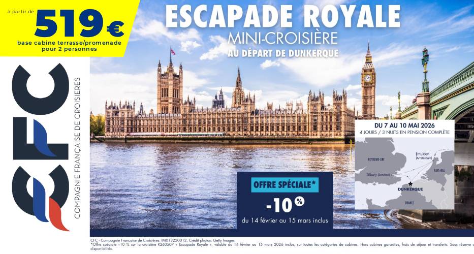 Croisière CFC Escapade Royale Londres Amsterdam Apace Loisirs