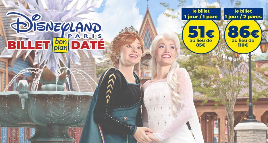 FEAT billet bon plan daté disney été 2026 1 jour 1 ou 2 parcs apace loisirs 51euros 86 euros