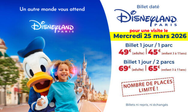 [EXCLU] Les billets datés DISNEYLAND PARIS à tarif cadeau pour le 25/03/2026 !