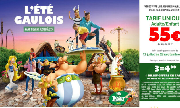 Offre Parc Astérix 3=4* « Billets non datés » soit l’entrée à 41,25€