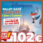 billet Adulte DISNEY 1er mai 1 jour 2 parcs 102euros