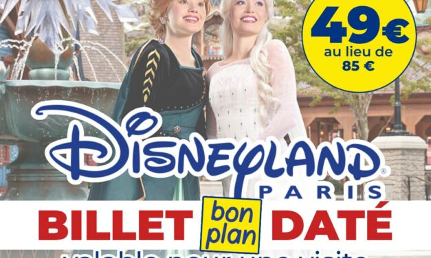 E-BILLET « BON PLAN » DATÉ Disneyland Paris 1 jour 1 parc 2026 – Voir les dates et disponibilités ci-dessous et profitez de ce tarif pour la période d&rsquo;HALLOWEEN en octobre et novembre 2026