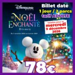 billet daté DISNEY adulte 1 jour 2 parcs 09122026