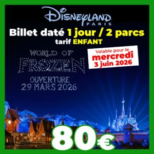 billet periode DISNEY Enfant 1 jour 2 parcs 03062026