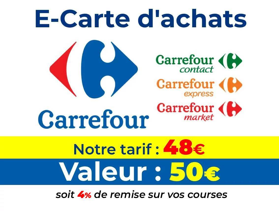 carrefour e-carte cadeau carte d'achat de  50€