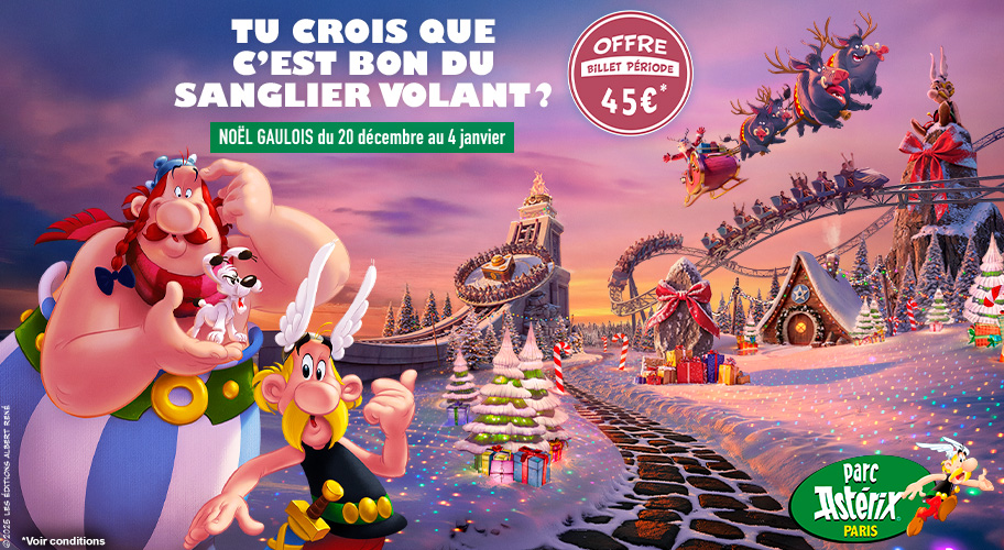 noel gaulois asterix billet à 45 euros avec apace loisirs